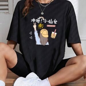 oversized t-shirt cotton for women - Image 2